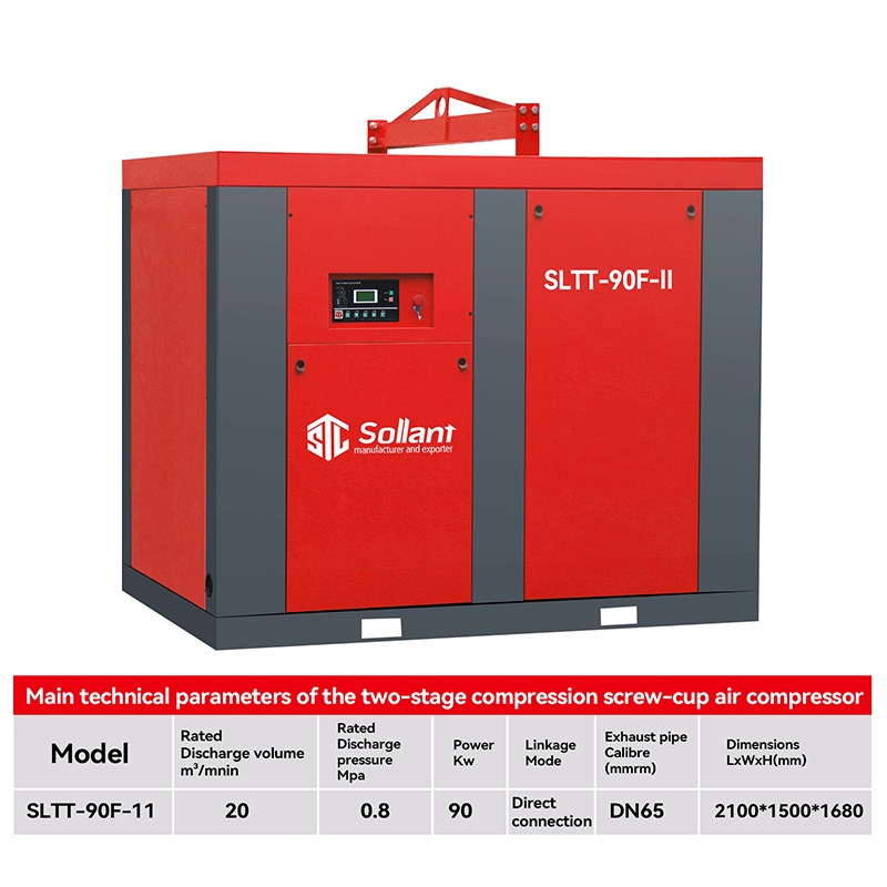 Oil-injected screw air compressor for concrete