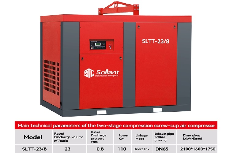 Rotary screw air compressor for concrete